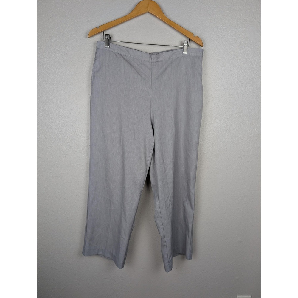 Alfred Dunner Pants Womens 16P Gray Pull On Straight Leg Elastic Waist Casual‎